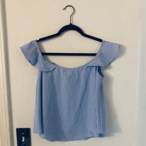 Blue and White Pinstriped Baby Doll Top
